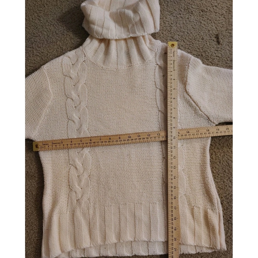 SAY WHAT Sz M Cable Knit Turtleneck Ivory Sweater